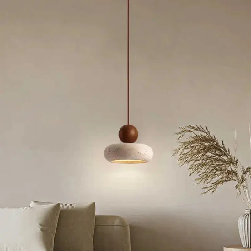 Natural Stone and Wood Pendant Light