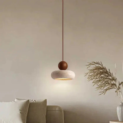 Natural Stone and Wood Pendant Light