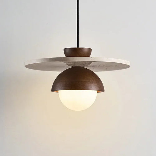 Denmark Walnut and Stone Pendant Light
