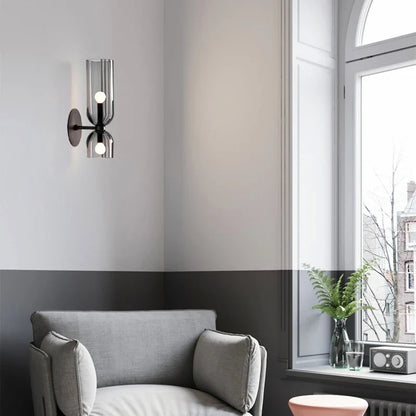 Nordic Smoked Glass Tube Wall Lamp