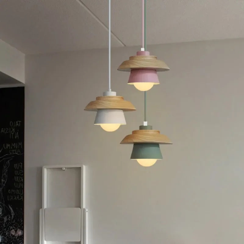 Nordic Wood Macaron Pendant Light