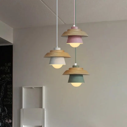 Nordic Wood Macaron Pendant Light