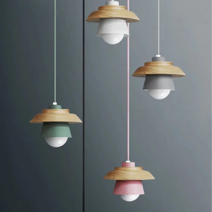 Nordic Wood Macaron Pendant Light