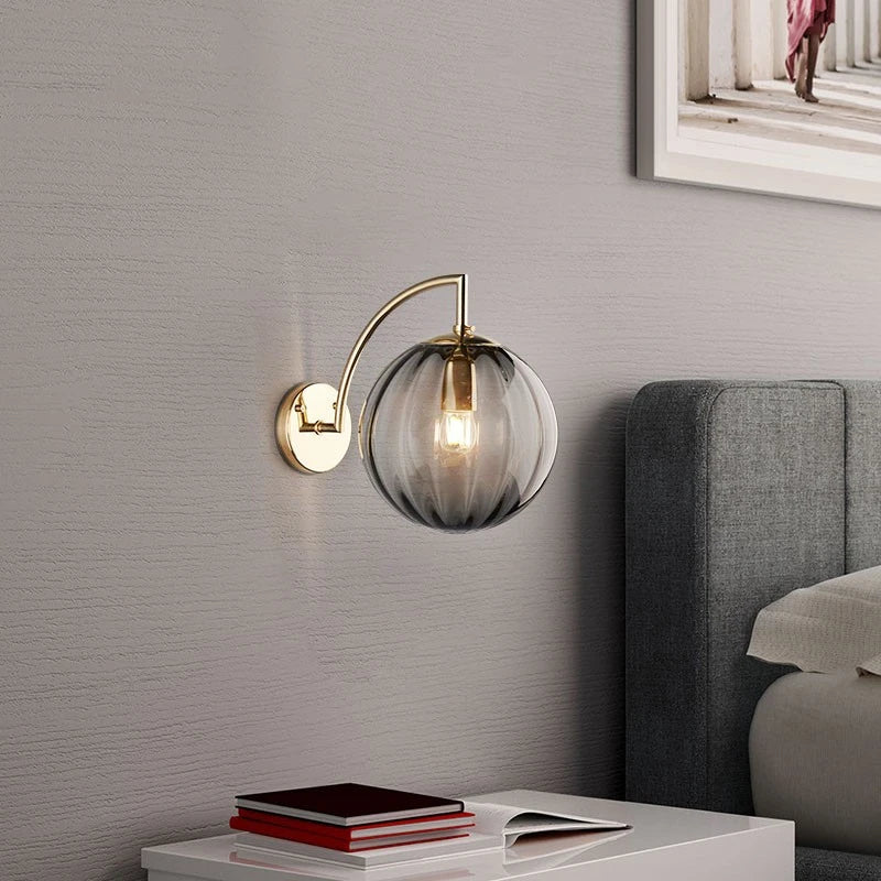 Glass Globe and Brass Wall Lamp