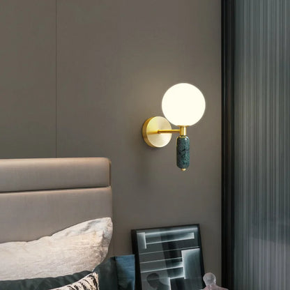 Marble and Glass Gold Wall Lamp