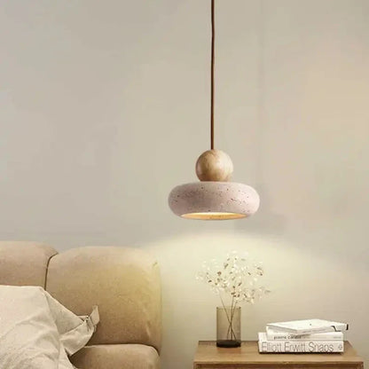 Natural Stone and Wood Pendant Light