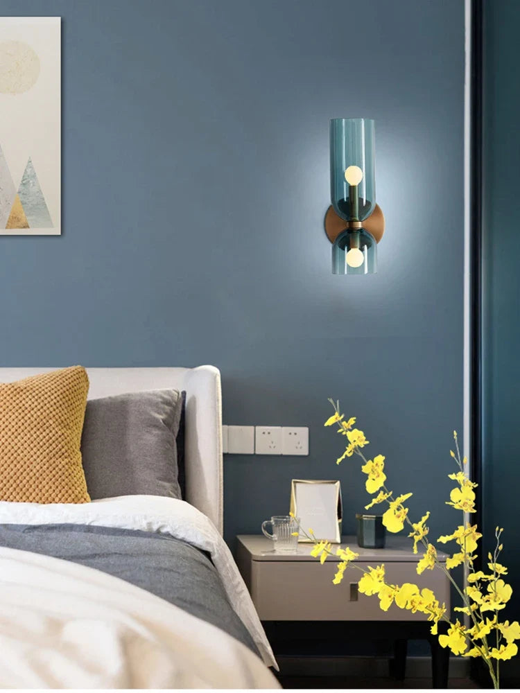 Nordic Smoked Glass Tube Wall Lamp