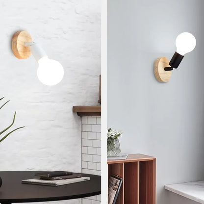 Vintage Adjustable Wood and Metal Wall Sconce