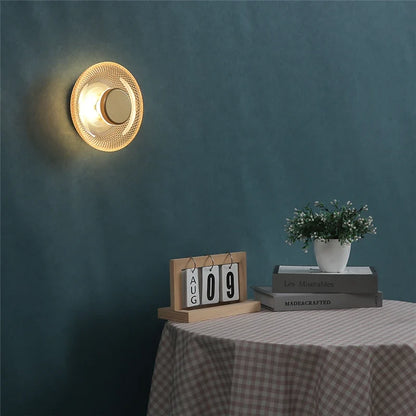 Textured Glass Disc Wall Lamp