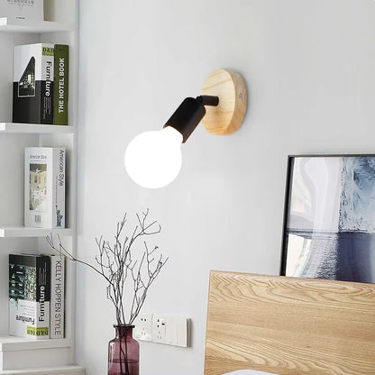 Vintage Adjustable Wood and Metal Wall Sconce