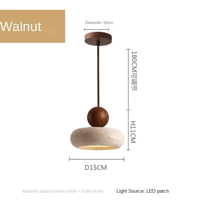 Natural Stone and Wood Pendant Light