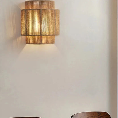 RattanGlow Handwoven Rattan Wall Lamp