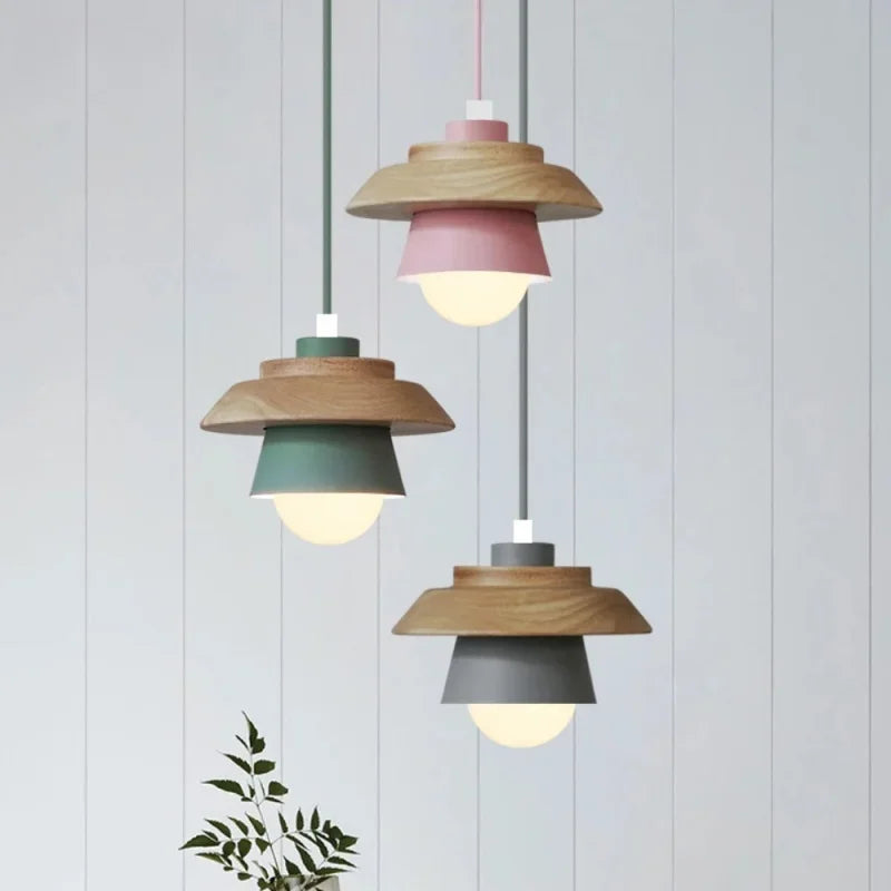 Nordic Wood Macaron Pendant Light