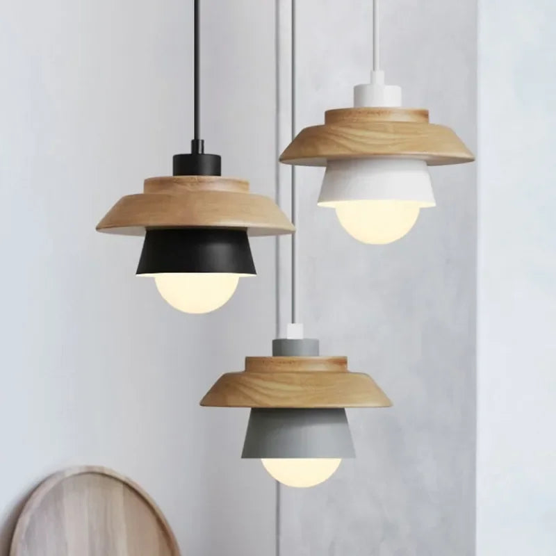 Nordic Wood Macaron Pendant Light