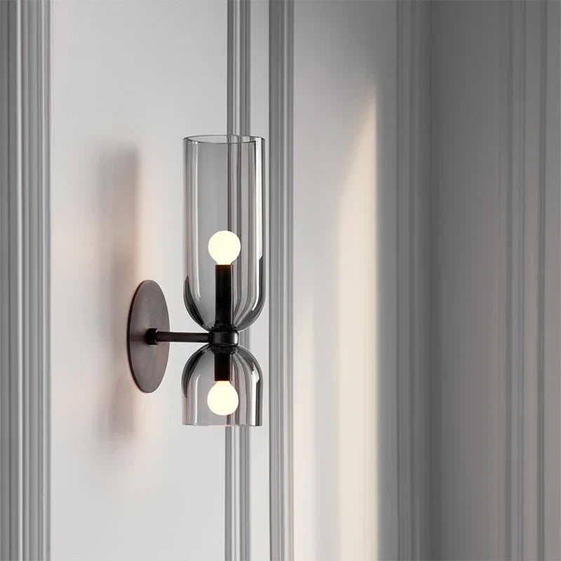 Nordic Smoked Glass Tube Wall Lamp