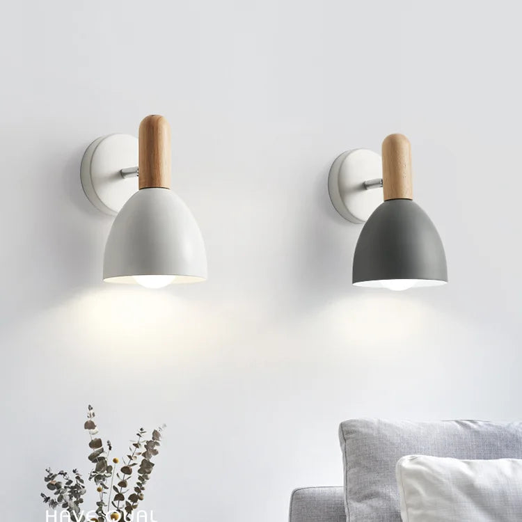 Nordic Wooden Adjustable Wall Lamp