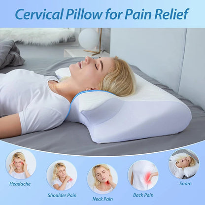 1pc Memory Foam Cervical Pillow, 2 in 1 Ergonomic Contour Orthopedic Pillow for Neck Pain, Contoured Support Pillows,Neck Pillow - Eirvana