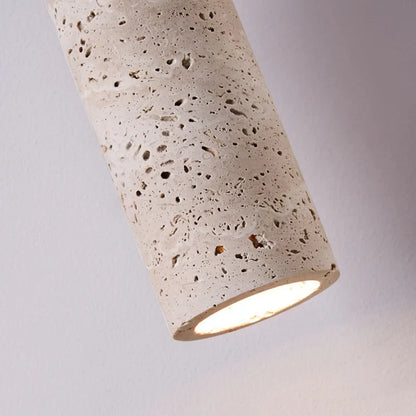 Wabi-Sabi Travertine and Wood Pendant Light