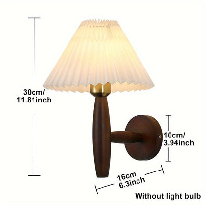 Nordic Wood Wall Sconce with Pleated Shade