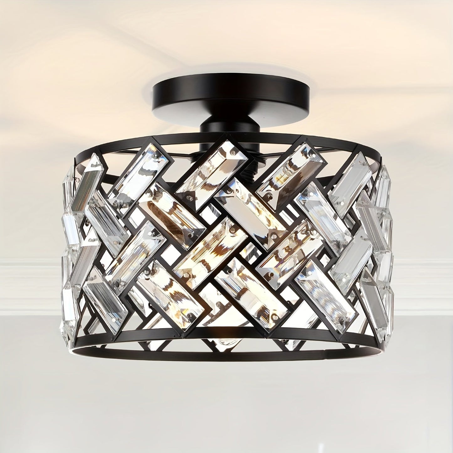 Modern Crystal Semi Flush Ceiling Light
