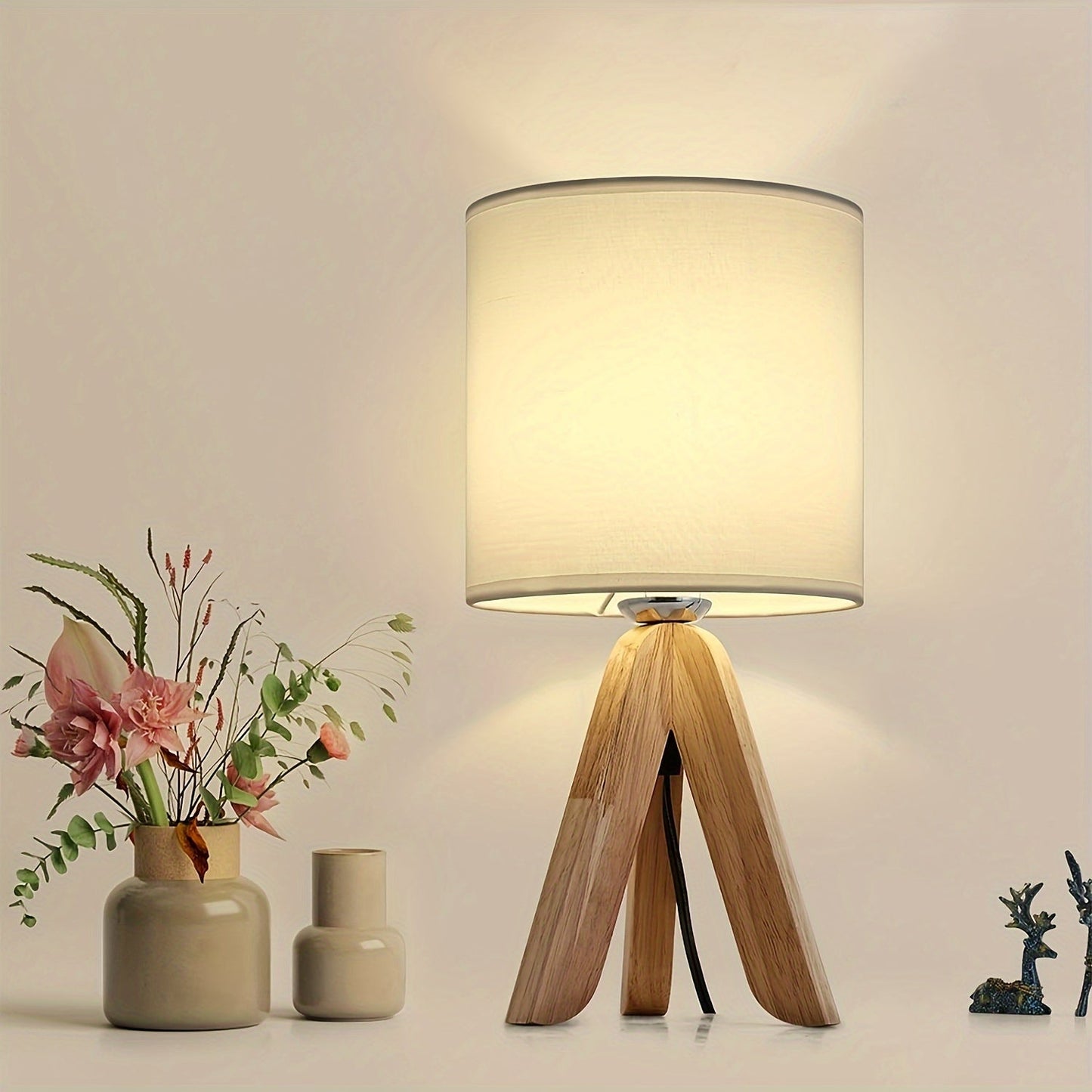 Nordic Wooden Tripod Table Lamp