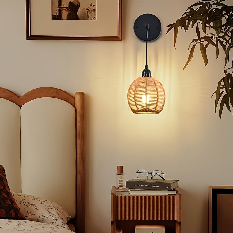 Boho Rattan Handwoven Wall Sconce