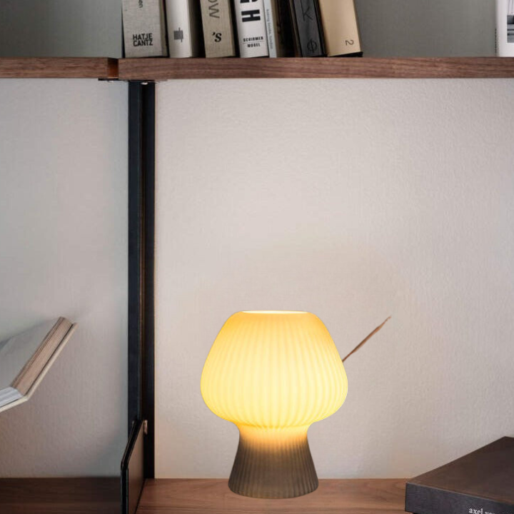 Vintage Ribbed Glass Mushroom Table Lamp