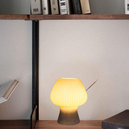 Vintage Ribbed Glass Mushroom Table Lamp