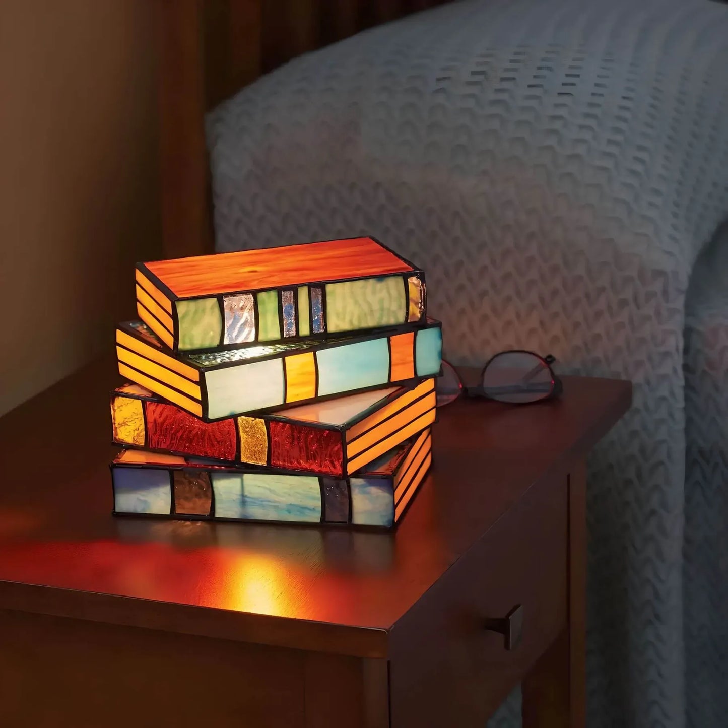 GlassNovel Stained Glass Book Lamp