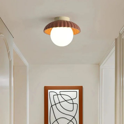 Iron and Glass Hallway Ceiling Light