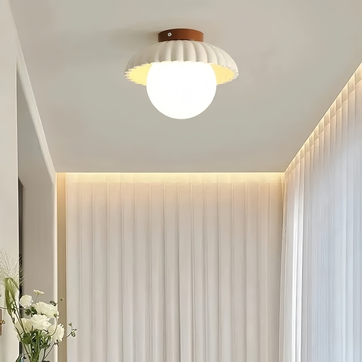 Iron and Glass Hallway Ceiling Light