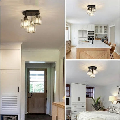 Gold Crystal Semi Flush Ceiling Light