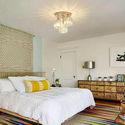 Gold Crystal Semi Flush Ceiling Light