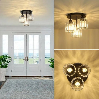 Gold Crystal Semi Flush Ceiling Light