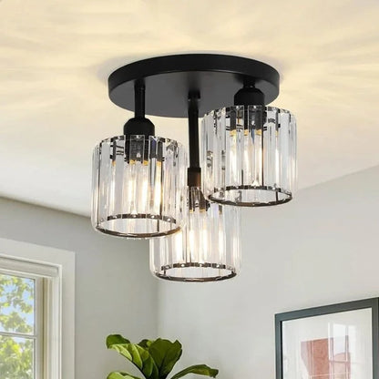 Gold Crystal Semi Flush Ceiling Light