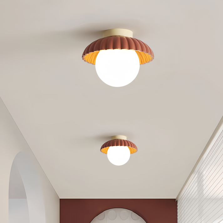 Iron and Glass Hallway Ceiling Light
