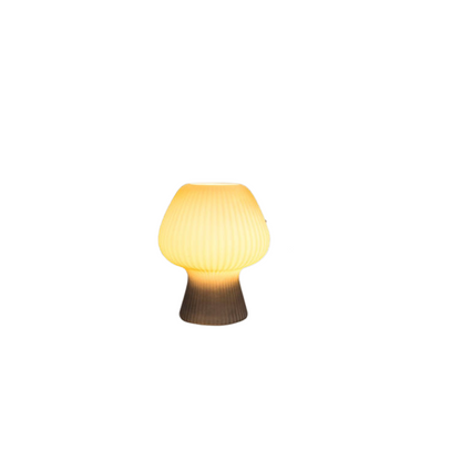 Vintage Ribbed Glass Mushroom Table Lamp